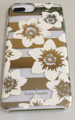 KATE SPADE PHONE CASE WHITE FLOWER GOLD ACCENTS RHINESTONE iPhone XR -NEW