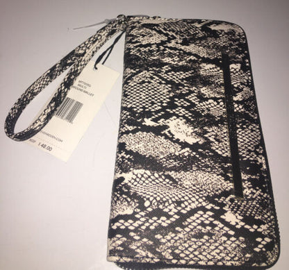 STEVE MADDEN WALLET WRISTLET MULTI BLACK/WHITE SMOOTH TEXTURED