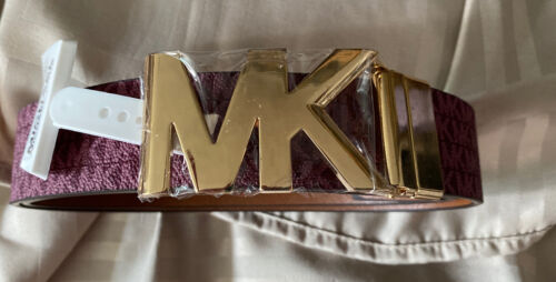 MICHAEL KORS BELT REVERSIBLE VIOLET MK LOGO TO LUGGAGE MK GOLD BUCKLE
