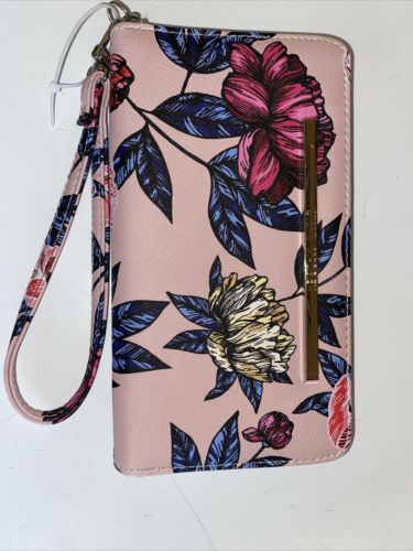 STEVE MADDEN WALLET WRISTLET FLORAL BLUSH MULTI ORGANIZER