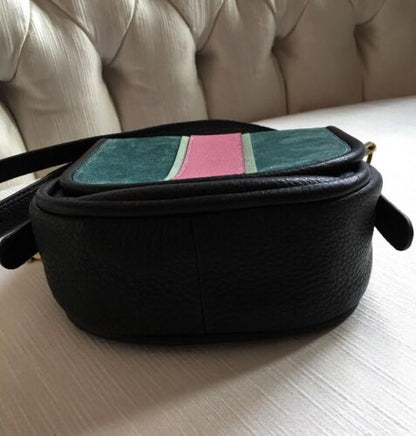 FOSSIL RUMI Alpine Green Crossbody Handbag Saddle Leather/Suede ZB7393307 $158