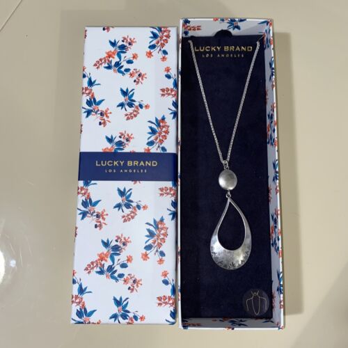 Lucky Brand Silver Tone Circle Pendant Necklace NIB MSRP $39 LUCKY 🍀
