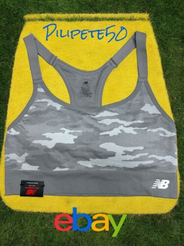 New Balance Medium Impact Sports Bra Style 116718 Smoky Quartz Camo Size L NEW