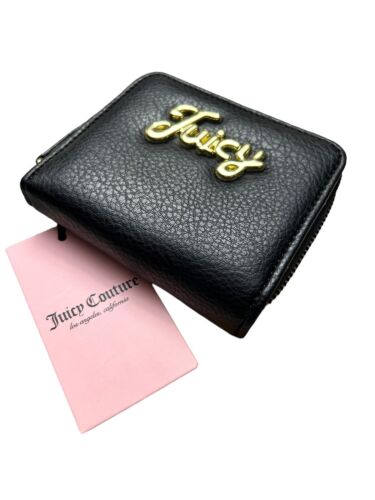 JUICY COUTURE  BLACK OUR LIPS ARE SEALED COIN PURSE ZIP AROUND WALLET UNIQUE!!