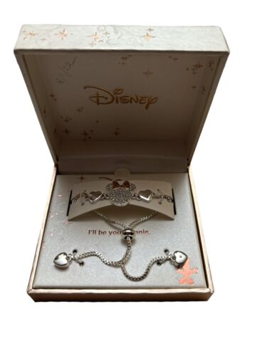 Disney "I'll Be Your Minnie"  Mouse Hearts Bracelet Fine Silver Plated~NIB