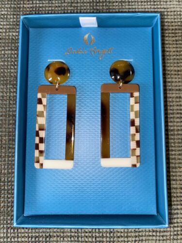 DARBIE ANGELL Rectangular￼ Hoops -Mother Of Pearl Fashion Designer NIB ~ UNIQUE