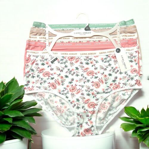 Laura Ashley ~ Women's Brief Underwear Panties Floral 5-Pair Polyester (A) ~ 2X