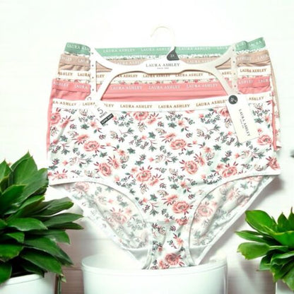 Laura Ashley ~ Women's Brief Underwear Panties Floral 5-Pair Polyester (A) ~ 2X