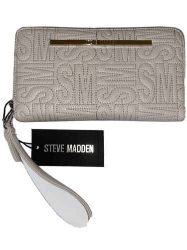 STEVE MADDEN WALLET WRISTLET BONE "STITCHED LOGO" BIG LETTERS LOOK!!!!!