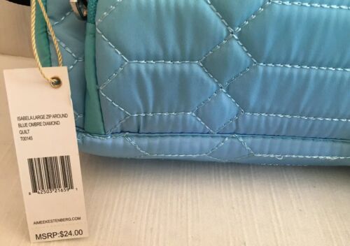 AIMEE KESTENBERG LARGE ISABELA BLUE OMBRE DIAMOND QUILTED T00145 COSMETIC BAG