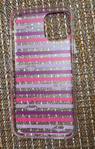 KATE SPADE IPHONE CASE iPHONE 11PRO MULTI STRIPES LAVENDER/PINK/PURPLE WITH LIPS
