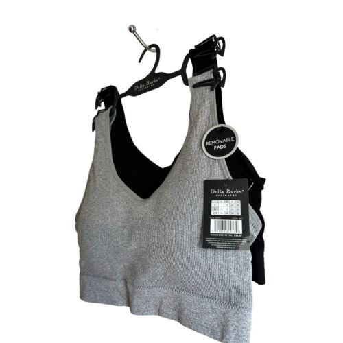 Delta Burke 2-Pack Seamless Bras Size 2X Soft Comfort Lounge Removable Pads NEW