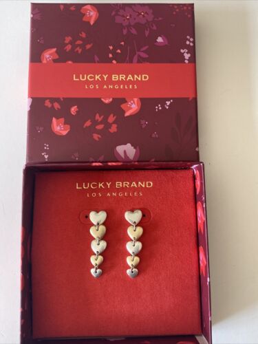 Lucky Brand Tree-Tone Open Frame Little Heart Drop Earrings~NIB~REAR FIND!!!