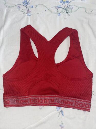 New Balance Medium Impact Sports Bra Alpha Red/Gold Style R000389  Size L - CUTE