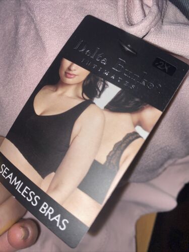 Delta Burke 2-Pack Seamless Bras Sz.2X Soft Comfort Lounge Removable Pads~ CUTE!