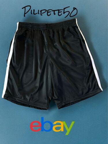 Champion Basketball Shorts Mens~Medium Black Mesh~White Stripes~ Gym NEW