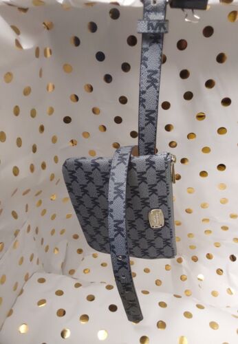 MICHAEL KORS FANNY PACK BELT BAG GRAY SILVER HARDWARE