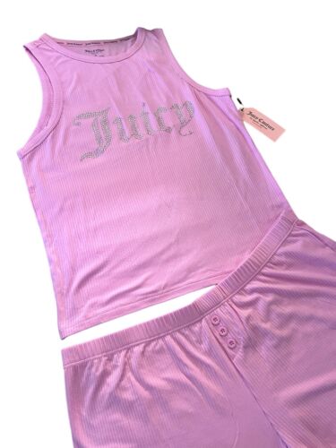Juicy Couture Sleepwear 2pc Set JC959SP Size XL~ Pink With Rhinestones NWT~SEXY!