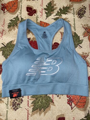 NEW BALANCE Medium Impact Sports Bra Style # 111048 Size XXL Smoked Blue CUTE
