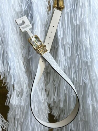 Michael Kors Belt ReversibleVanilla & White Small MK Logo Gold Buckle ALL SIZES