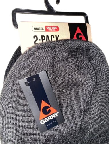 Gerry Unisex Slate/Black 2-Pack One Size Cuffed Knit Beanie Set MSRP $60 NWT