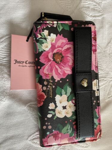 Juicy Couture Pick Ur Petal Black  13JCADTJC-BPP Wallet  Card Organizer CUTE!
