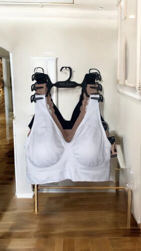Delta Burke 3-Pack Seamless Bras 1X Lace & Soft Comfort Lounge Removable Pad NEW