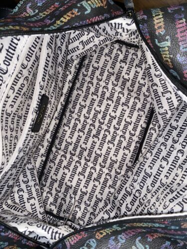 JUICY COUTURE WEEKENDER BAG RAINBOW BLACK BOLD WORD PLAY RETAIL$109 BEAUTIFUL !