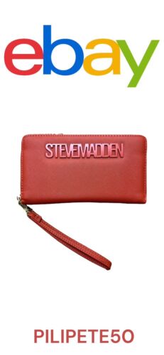 STEVE MADDEN WALLET WRISTLET TERRACOTTA ~ LOGO SMOOTH TEXTURED~ORGANIZER~UNIQUE!