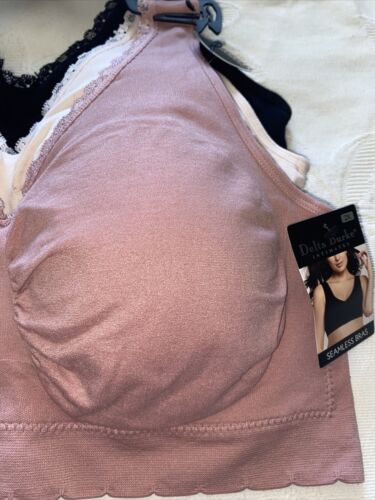 Delta Burke 3-Pack Seamless Bras Size 2X Soft Comfort Lounge Removable Pads NEW
