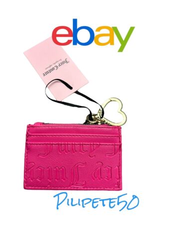 Juicy Couture Deboss Fuchsia Pile On Card Case~Key Chain~Coin Wallet~CUTE!!!