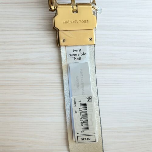Michael Kors Belt ReversibleVanilla & White Small MK Logo Gold Buckle ALL SIZES
