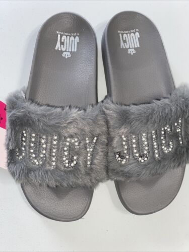 Juicy Couture Womens J-WRAPPED Faux Fur Slip-On Slide Slippers Shoes WP00649W