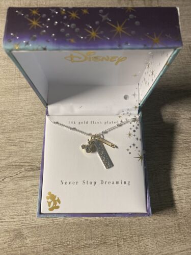 Disney LARocks Mickey Mouse “Never Stop Dreaming” 14k Gold Flash Plated Necklace