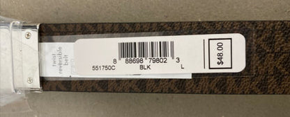 MICHAEL KORS BELT BLACK/BROWN REVERSIBLE MINI MK LOGO WITH SILVER BUCKLE