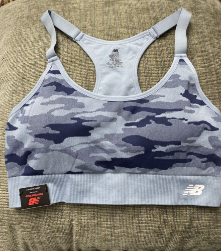 New Balance Medium Impact Sports Bra Style 116718 Blue Camouflage Size XXL NEW