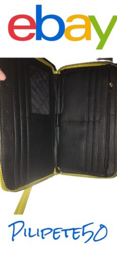 STEVE MADDEN WALLET WRISTLET YELLOW SMOOTH TEXTURED SILVER ZIPPER