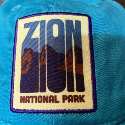 Zion National Park Cap Teal Blue Adjustable 100% Cotton H3 Headwear