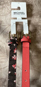 Michael Kors belts 2 For 1 Orchid Floral/Orchid Gold Buckles "Skinny" MSRP $58