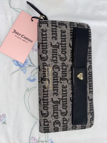 Juicy Couture Peek A Bow LG Black Logo 13JCABFJC-GBK Wallet Card Organizer CUTE!