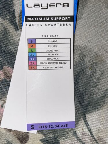 Layer 8 Maximum Support 2 Pack Sports Bra SMALL Blue/Gray Q-Wick Dry NEW