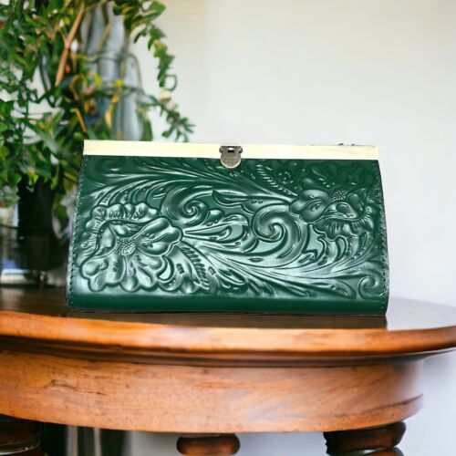 Patricia Nash Cauchy Wallet/Clutch, Tooled Leather~SoftGreen~P329244~MSRP$119