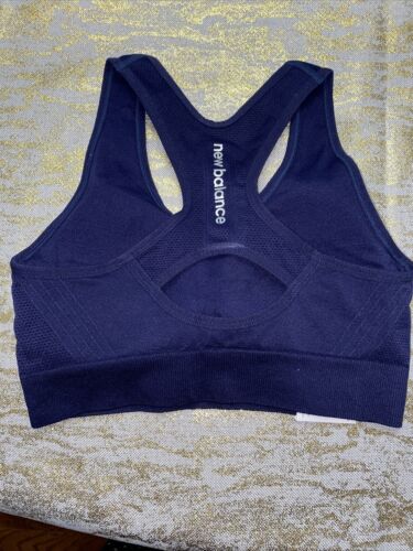 New Balance Medium Impact Sports Bra Style # 112011 Blue/Silver Size 2X