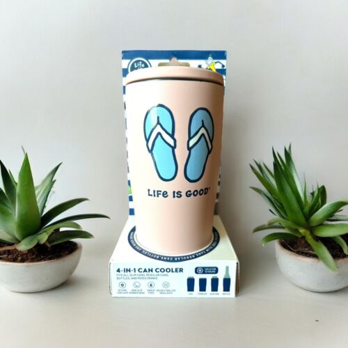 Can Cooler Life Is Good 4-in-1  Slim + Regular Cans Bottles Mixed Drinks Cool!!