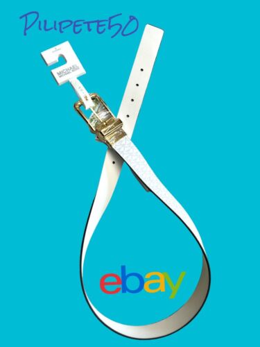 Michael Kors Belt ReversibleVanilla & White Small MK Logo Gold Buckle ALL SIZES