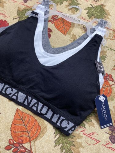 NÁUTICA 3 PACK INTIMATES LOUNGE COMFORT BRAS SIZE MEDIUM RETAIL $54 BEAUTIFUL!