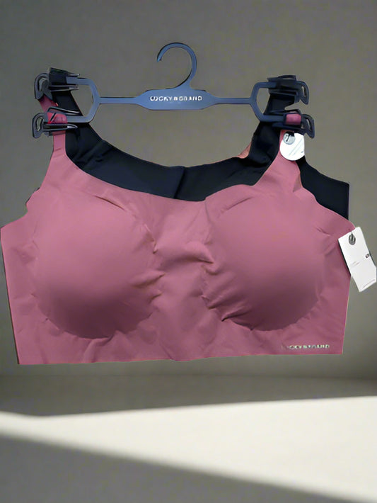 Lucky Brand~2 Pack Seamless Laser Cut Bras Black /Mauve~LV19052X~PLUS 2X~UNIQUE