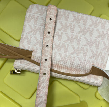 Michael Kors Fanny Pack Zipper Close Pink  on white Gold Hardware Large Nice!!!