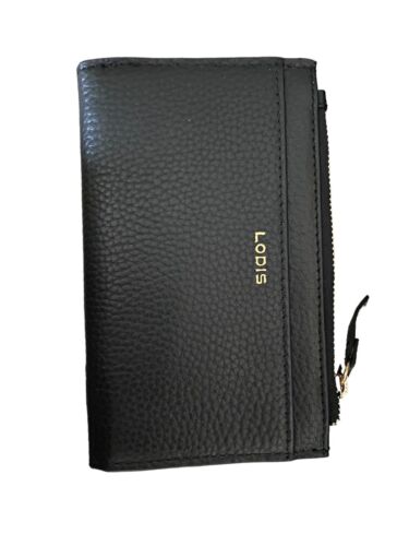 LODIS Coin Purse Bifold Card Wallet BLACK Genuine Leather-ABSOLUTELY BEAUTIFUL!