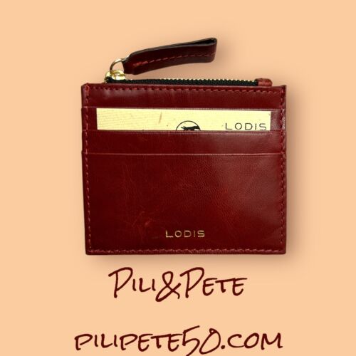 Lodis Wallet Red Rodio Card Case~RFID Protection Glaze Genuine Leather-UNIQUE!